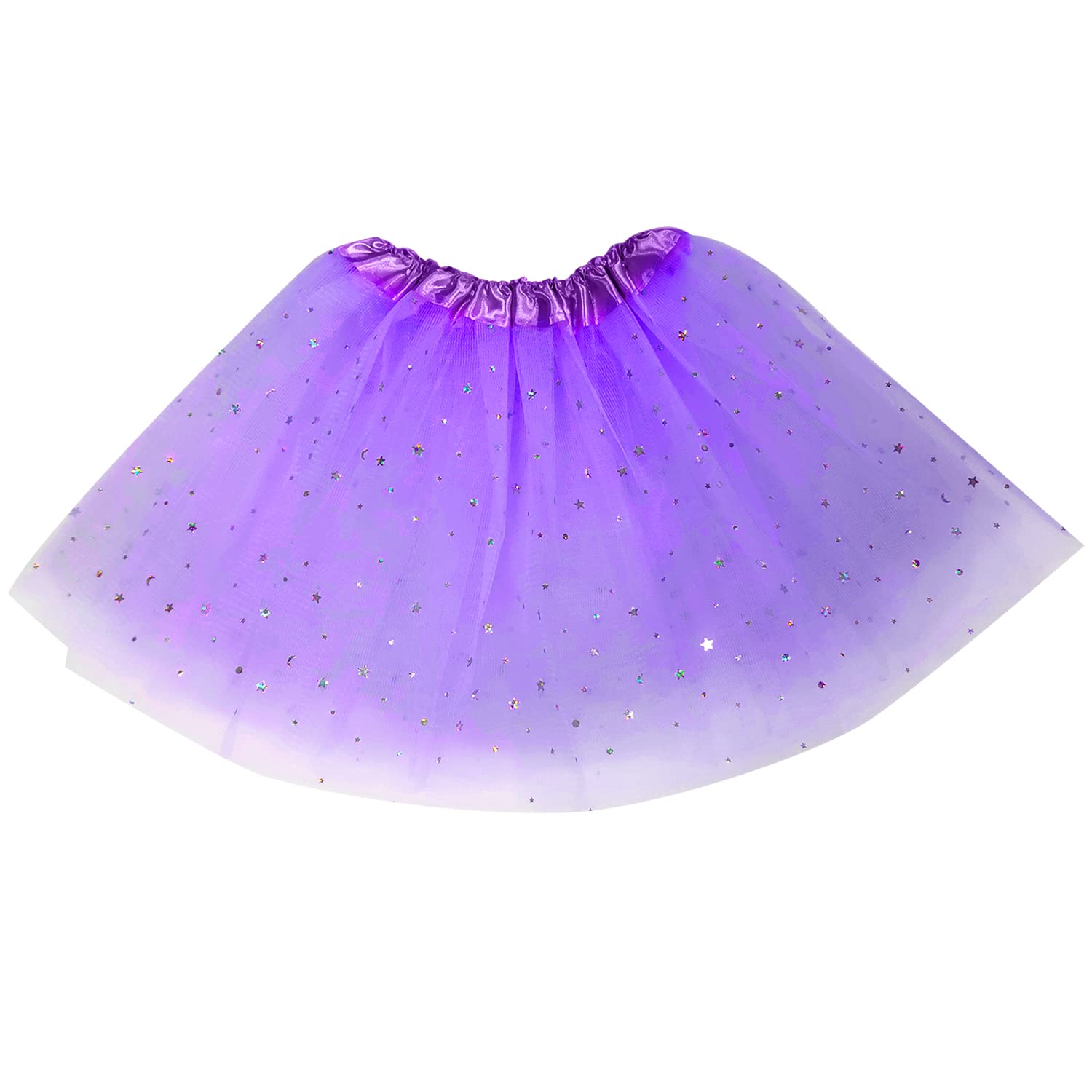 Sparkle Tutu Skirt for Girls, 3 Layered Tulle Sequin Star Princess Skirts Ballet Dance Skorts for Girls Toddler Birthday Holiday Party Dress Up Costume (2-8 Years) Y7ETLPQ