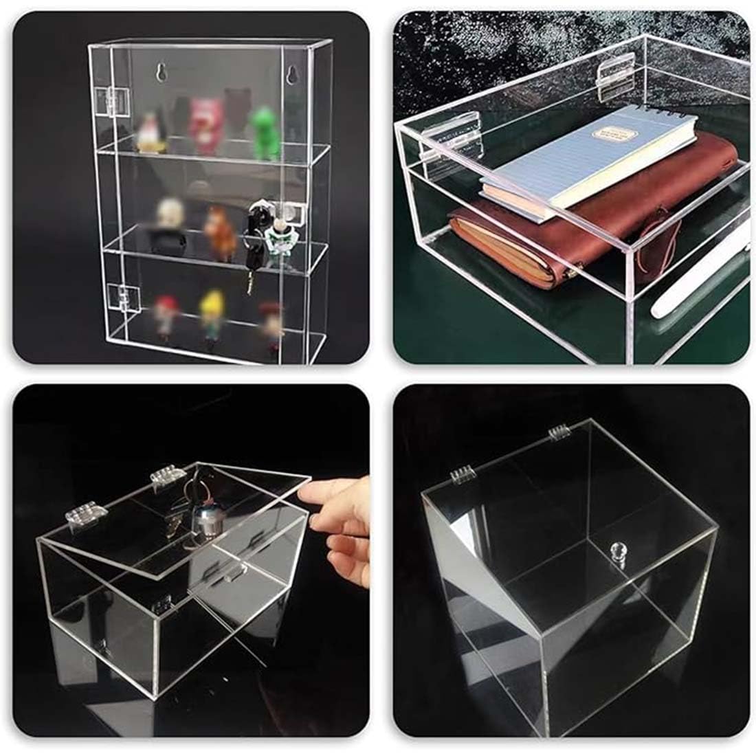 Bisagra, 12 x 30 mm de acrílico transparente, bisagras de piano pequeñas, de plástico transparente, para armarios, cajones, muebles, bricolaje