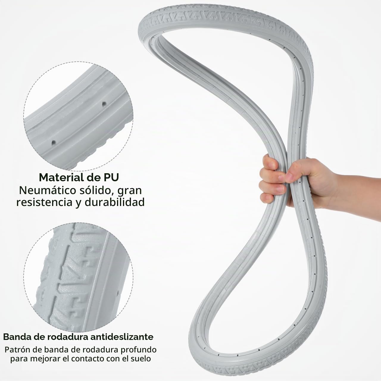 Healeved Neumáticos Sólidos De Pu Para Silla De Ruedas 24 Pulgadas Rueda Reemplazable Elástica Sin Inflado Compatible Con Modelos Comunes Para Uso Diario