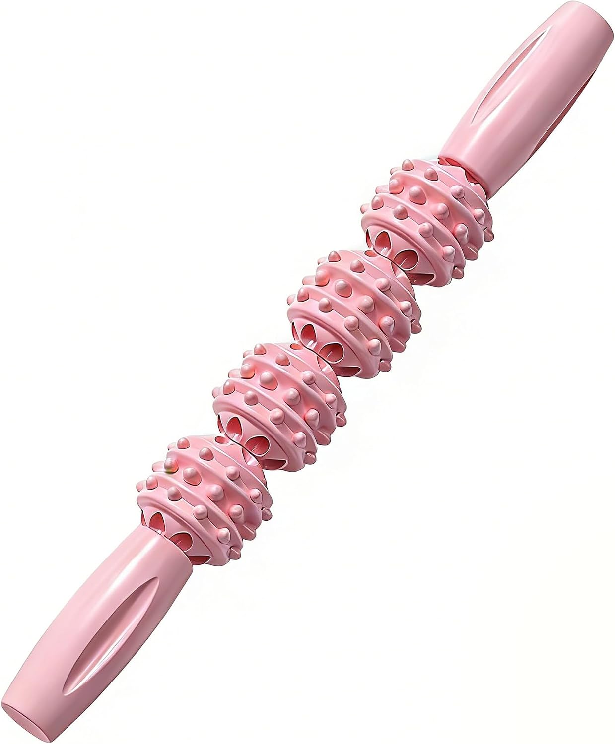 Blue Muscle Massage Roller Stick - Deep Tissue Trigger Point Therapy Tool | Easy-grip handles and a flexible rod allow for controlled pressure on legs, arms, back, and neck.