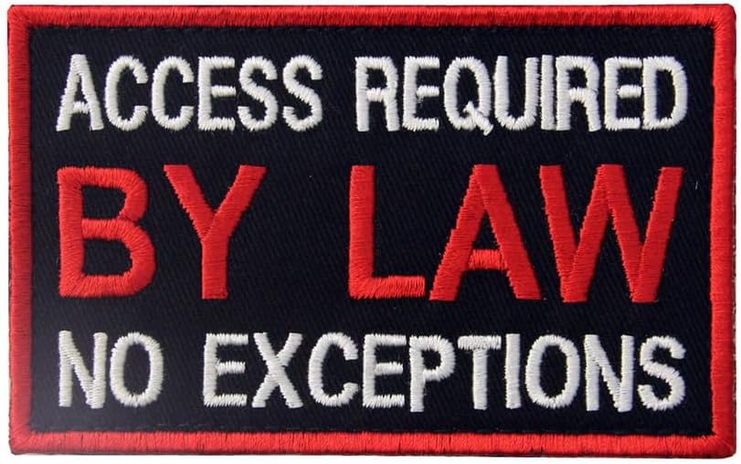Service Dog Access Required by Law No Exceptions Patch Vests/Harnesses Applique Embroidered Fastener Hook & Loop Emblem