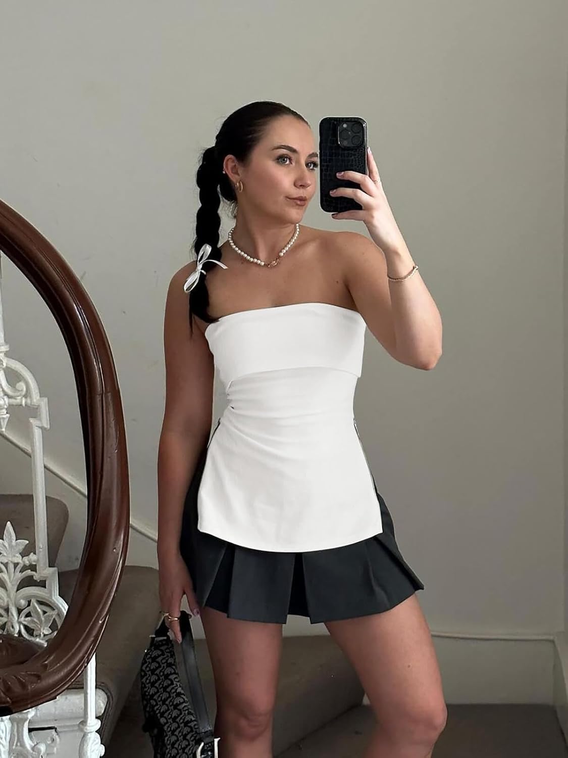 Cicy Bell Womens Strapless Tube Tops Fitted Ribbed Knit Y2K Going Out T Shirts Summer Side Zipper Backless Bandeau Tops - Image 3