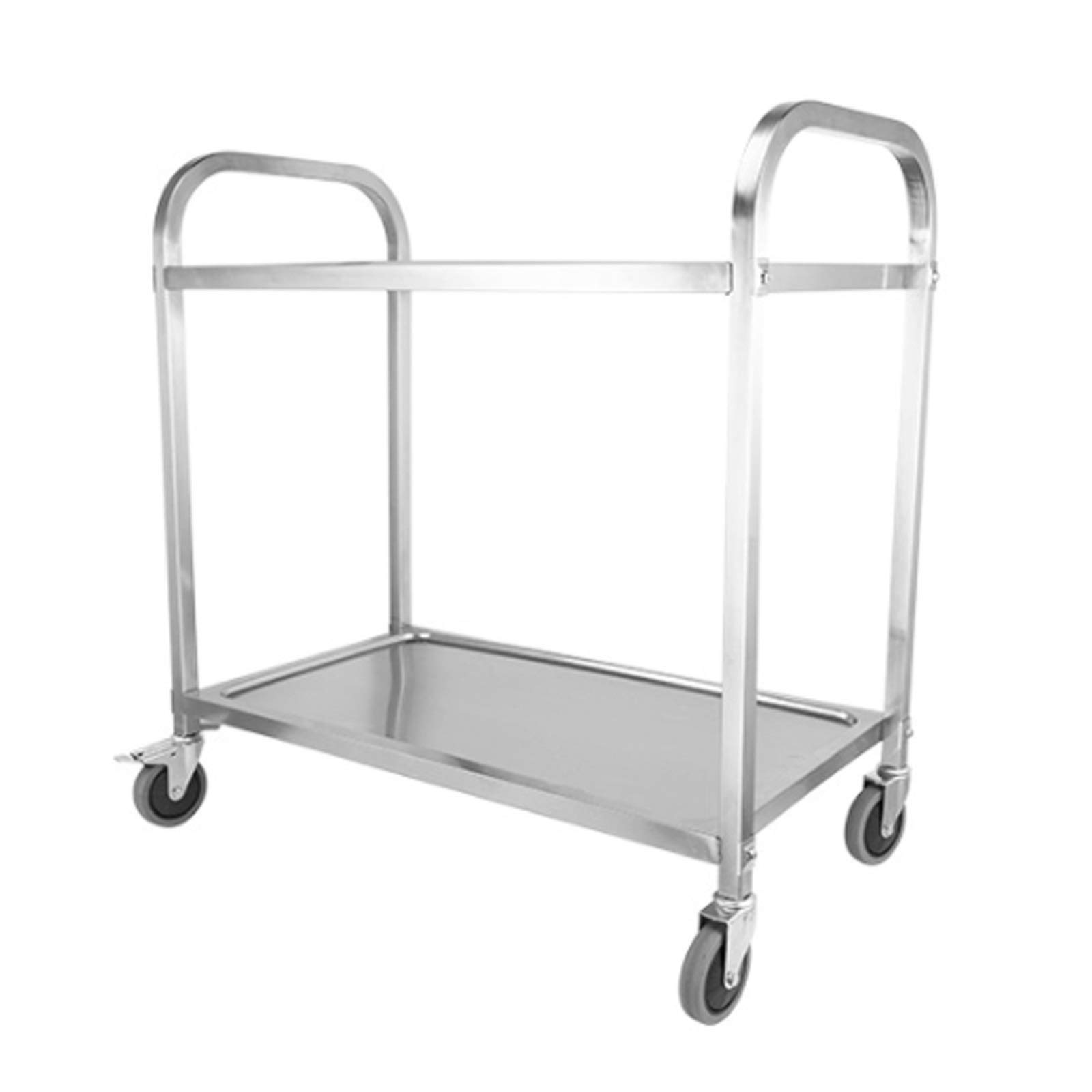 Carrello di Servizio in Acciaio Inox con 2 Ripiani, Carrello da Cucina, Carrello per Catering con Ruote bloccabili per Cucina, Hotel, Ristorante, 29,5''x16''x33
