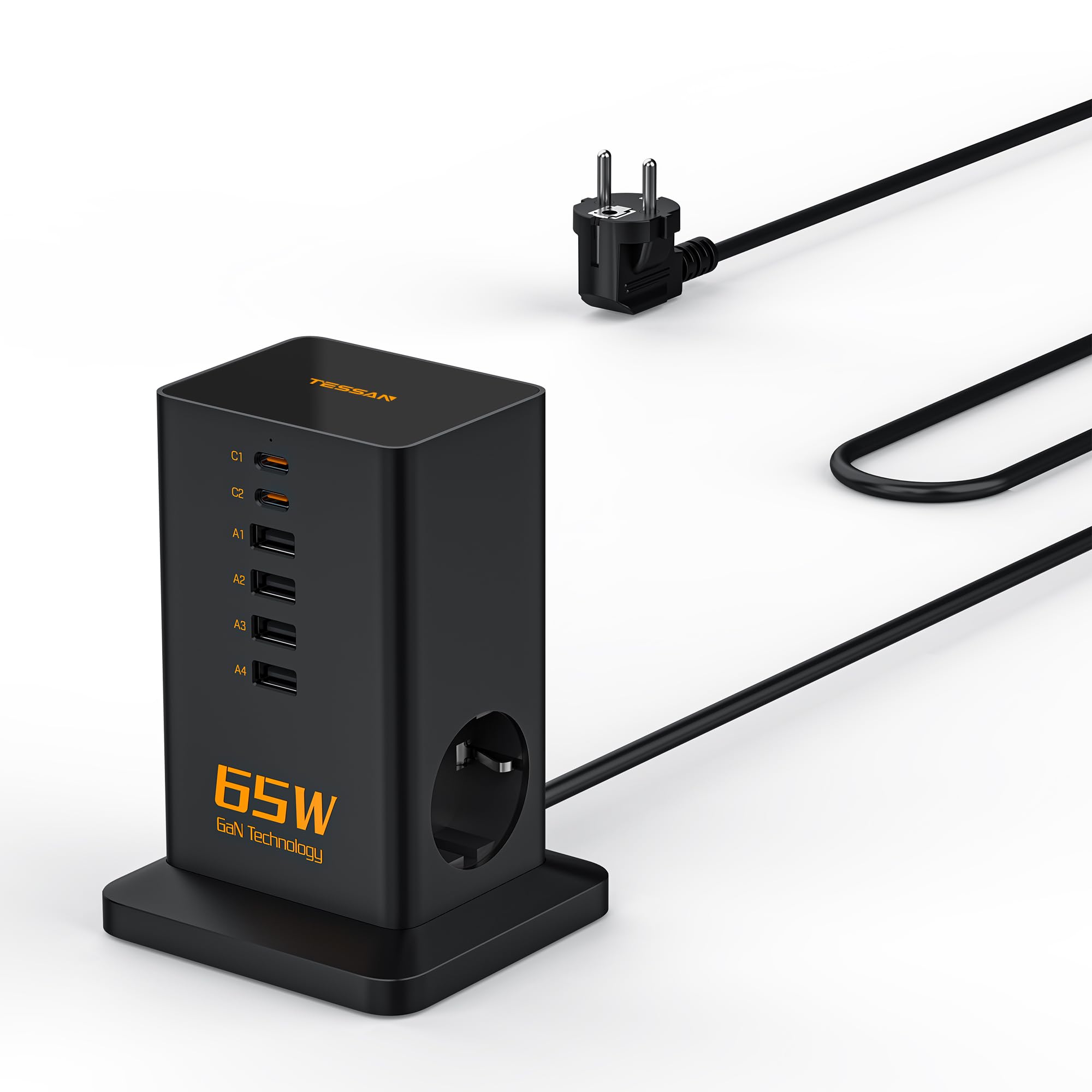 UCOMEN Caricatore Rapido Da 17W Con USB-A E USB-C, Cavo 1,5m - Confezione Da 2, Colore Blu