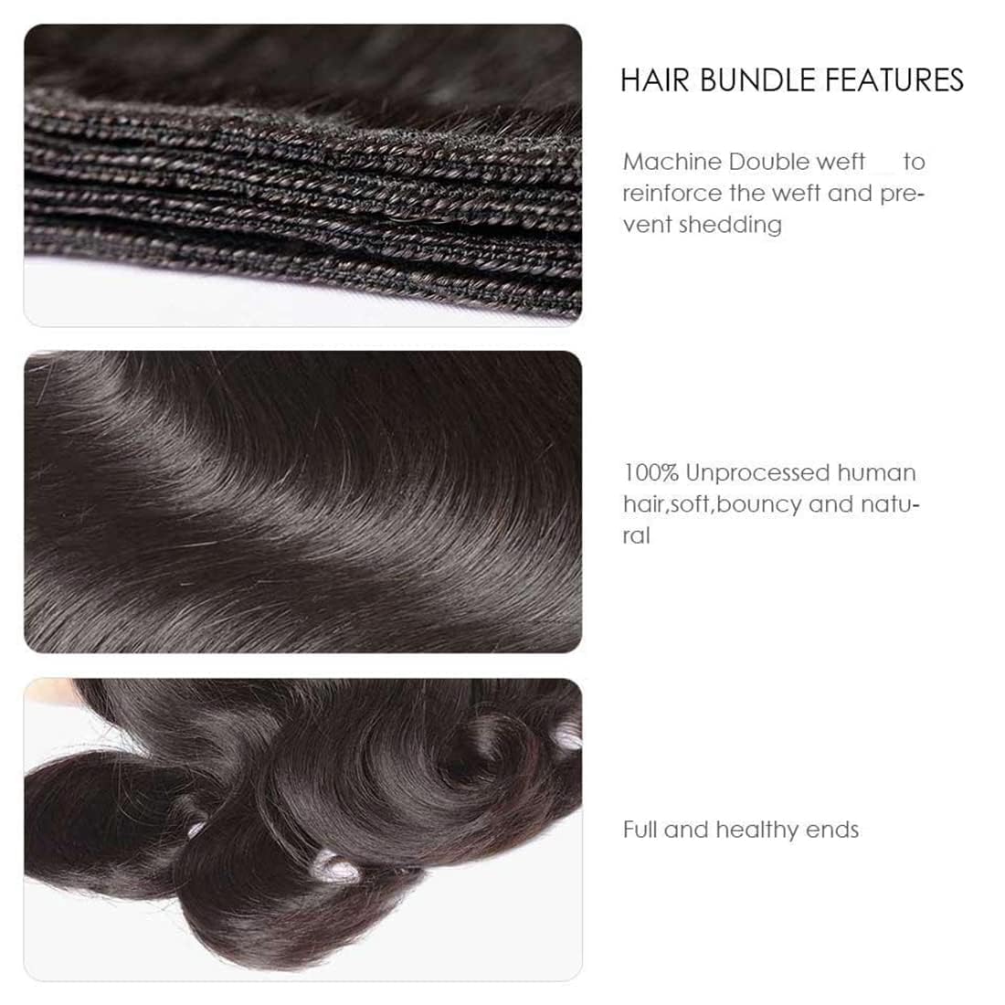 Hswpawk 12A Human Hair Bundles Body Wave 32 Inch One Bundle 100% Unprocessed Brazilian Virgin Body Wave Bundles Human Hair Natural Black Color