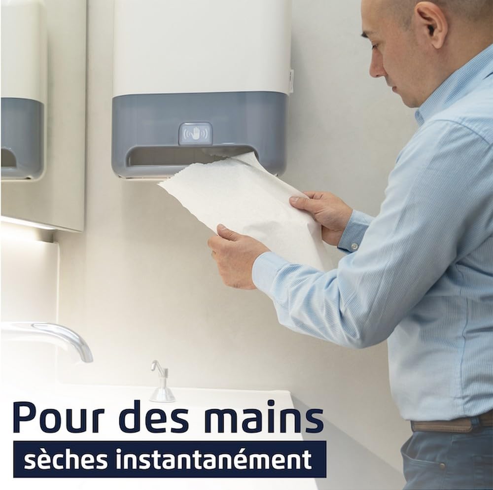 Essuie-mains Scott® Essential™ 6609 - Essuie-mains enchevêtrés pliés en V- 16 paquets x 220 essuie-mains en papier blanc (3 520 au total)