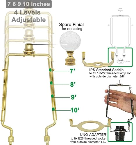 Miniatura 2 de Soporte de arpa de pantalla de lámpara de 7, 8, 9, 10 pulgadas, kit de arpa de lámpara ajustable, se adapta tanto a la barra de lámpara estándar