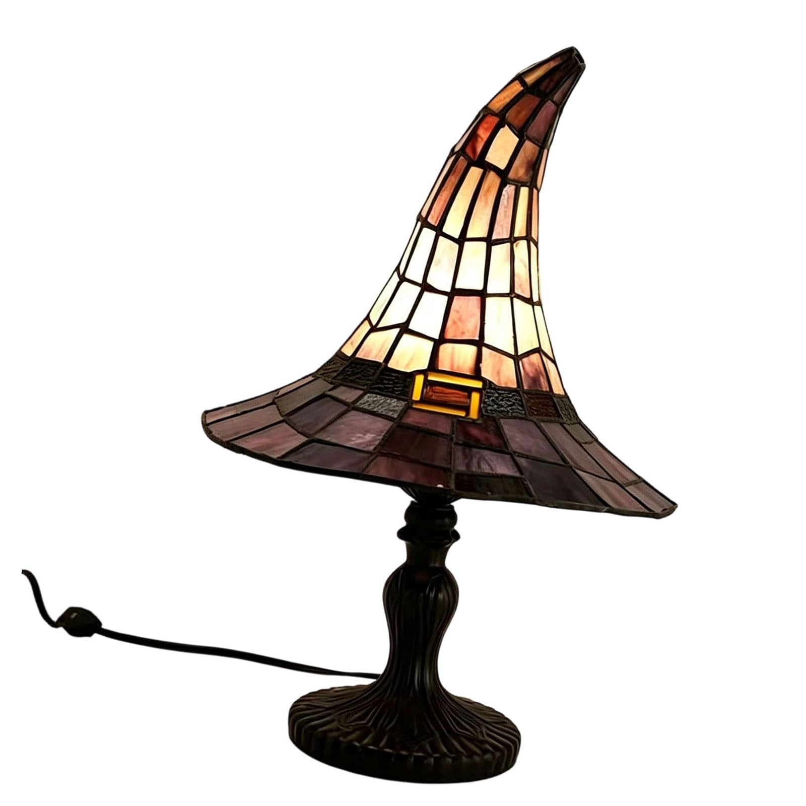 Tabletop Halloween Decor Lamp Witch Hat Plug in Accent Light with Soft Glow and Display Ready Base for Shelves and Mantels Witch Hat Table Lamp Halloween Accent Light Plug in Desk Bedside Mood Decor