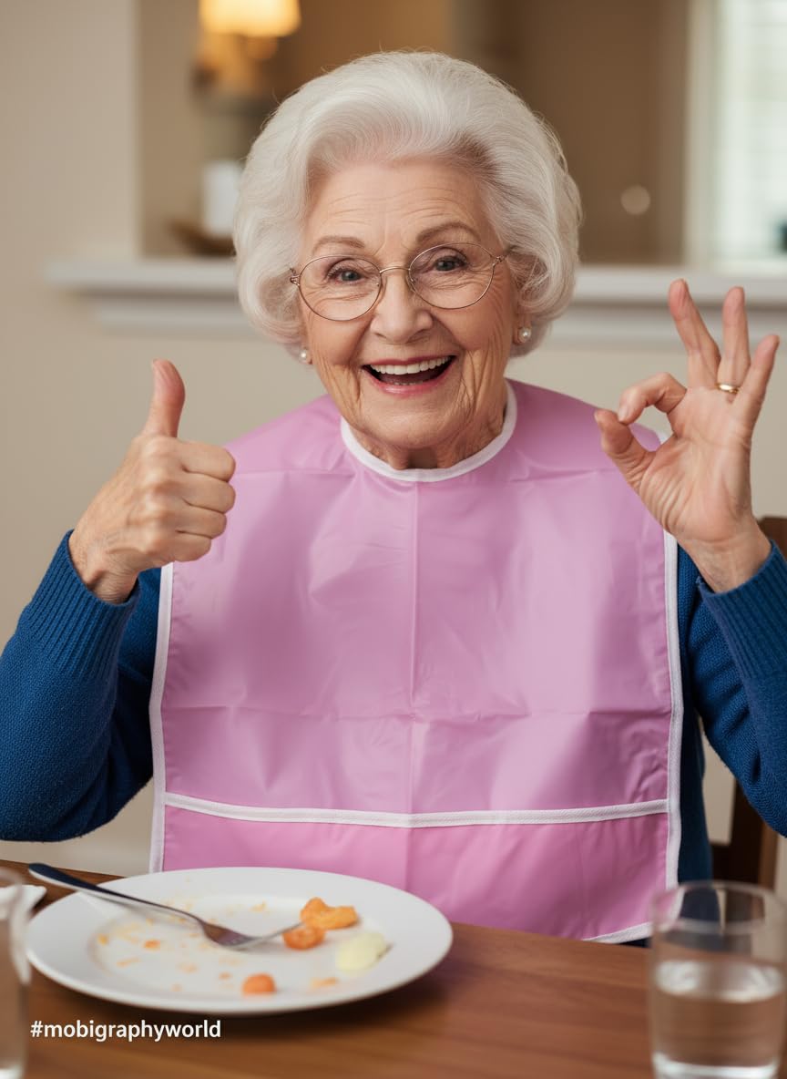 Dr.Bohrras PVC Adult Food or Dining Eating Bibs 3 Pcs Washable Reusable With Pocket Leakproof for Elderly Patients Velcro Closure - Image 7 thumbnail