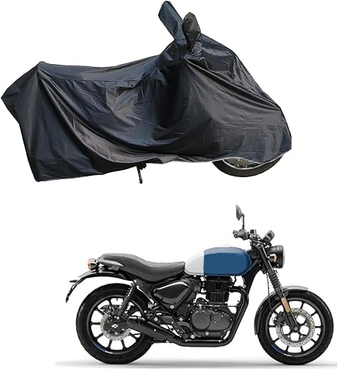 RiderShine Two Wheeler Cover - Dustproof - UV Protection - Waterproof Cover for Hunter 350 Bike (Black)