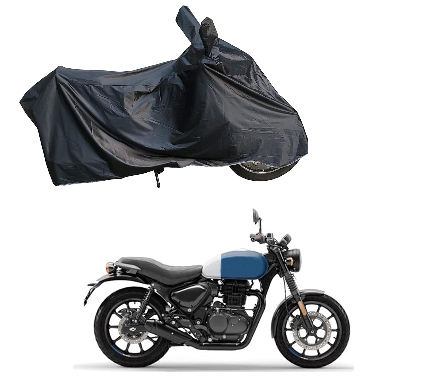 RiderShine Two Wheeler Cover - Dustproof - UV Protection - Waterproof Cover for Hunter 350 Bike (Black)