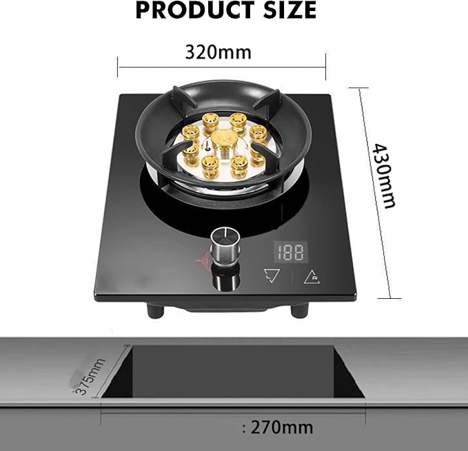 Estufa de Gas de 1 Puesto con Temporizador y Vidrio Templado miniatura 3