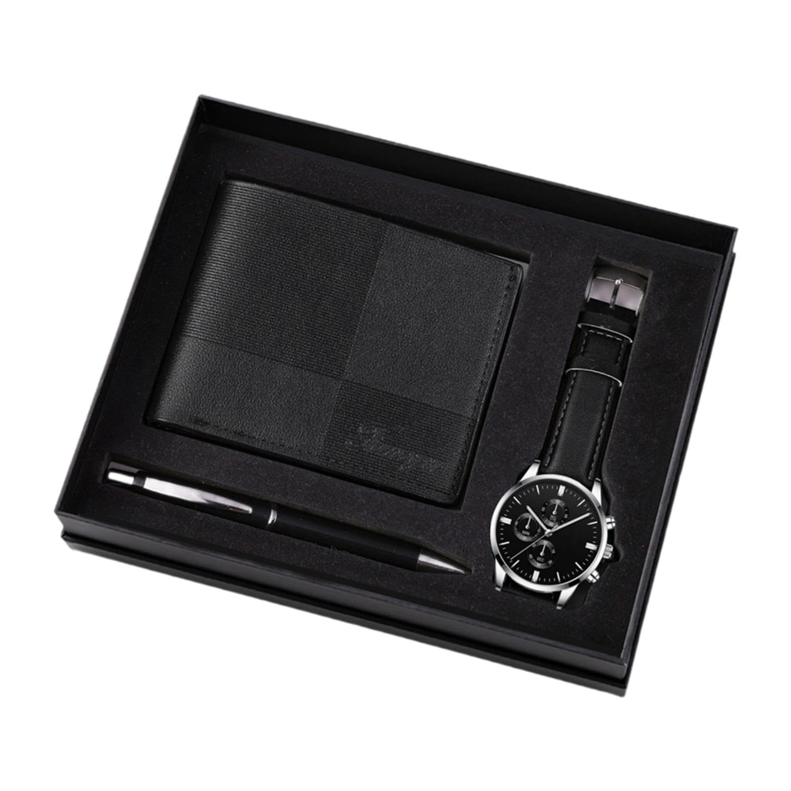 Men's Gift Set Elegant Organizer Men Watch Set for Mens Anniversary Birthday Black Silver-image-10
