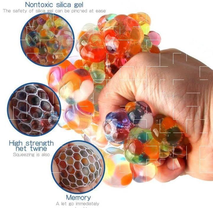 Image of Non-Toxic Rubber Sensory Squishy Mesh Soft Balls Toys for Kids, Slime Squishy Stress Relief Mesh Ball for Hand Therapy Relief, Stress Relief Toys to Help Anxiety, Autism, Ideal Gift (Pack of 2)