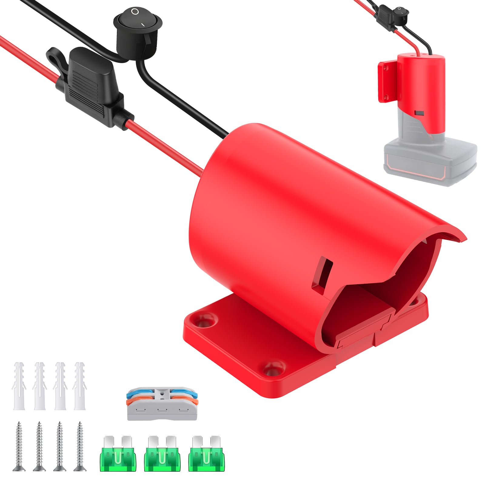 KOEZEOI Power Wheel Adapter for Milwaukee M12 Battery Adapter 12V Power Wheel Battery Conversion Kit with Fuse & Switch & Wire Terminals 12AWG Wire