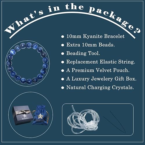 Miniatura 5 de Natural Kyanite Bracelet 10MM for Women Men Beads  Control of Your Life - Fits for About 7.5" Wrist  Anxiety & Stress Relief  Absorb Negative Energy