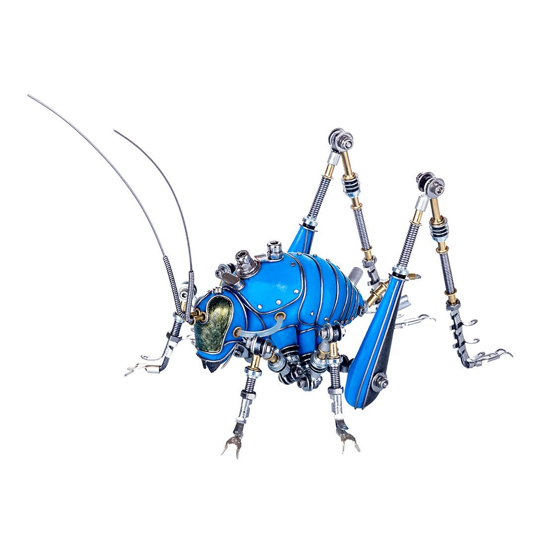 DIY 3D Mechanical Puzzles Model Kit, Blue Cricket Steampunk Metal Assembly Project, Screw Together Home Decor for Adults, Articulated Insect Craft, Brain Teaser DIY Puzzle