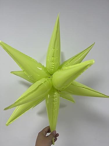 Miniatura 4 de CYMYLAR 3 globos de papel de aluminio de estrella verde macarrón de 26 pulgadas. Globo de estrella de explosión verde macarrón para decoraciones de