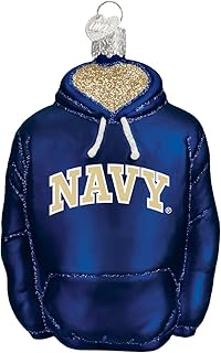 Navy Hoodie Glass Blown Ornament for Christmas Tree, Handcrafted Holiday Decoration, University Collection