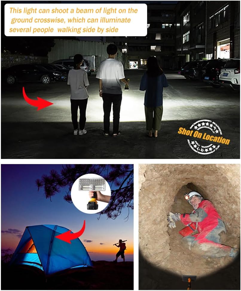 WaxPar Flashlight 40W 4200LM Jobsite Light Compatible with Dewalt 20V Battery, Cordless LED Work Light Spotlight Floodlight 20V Tools with USB Port & 110° Pivoting Zinc Alloy Shell