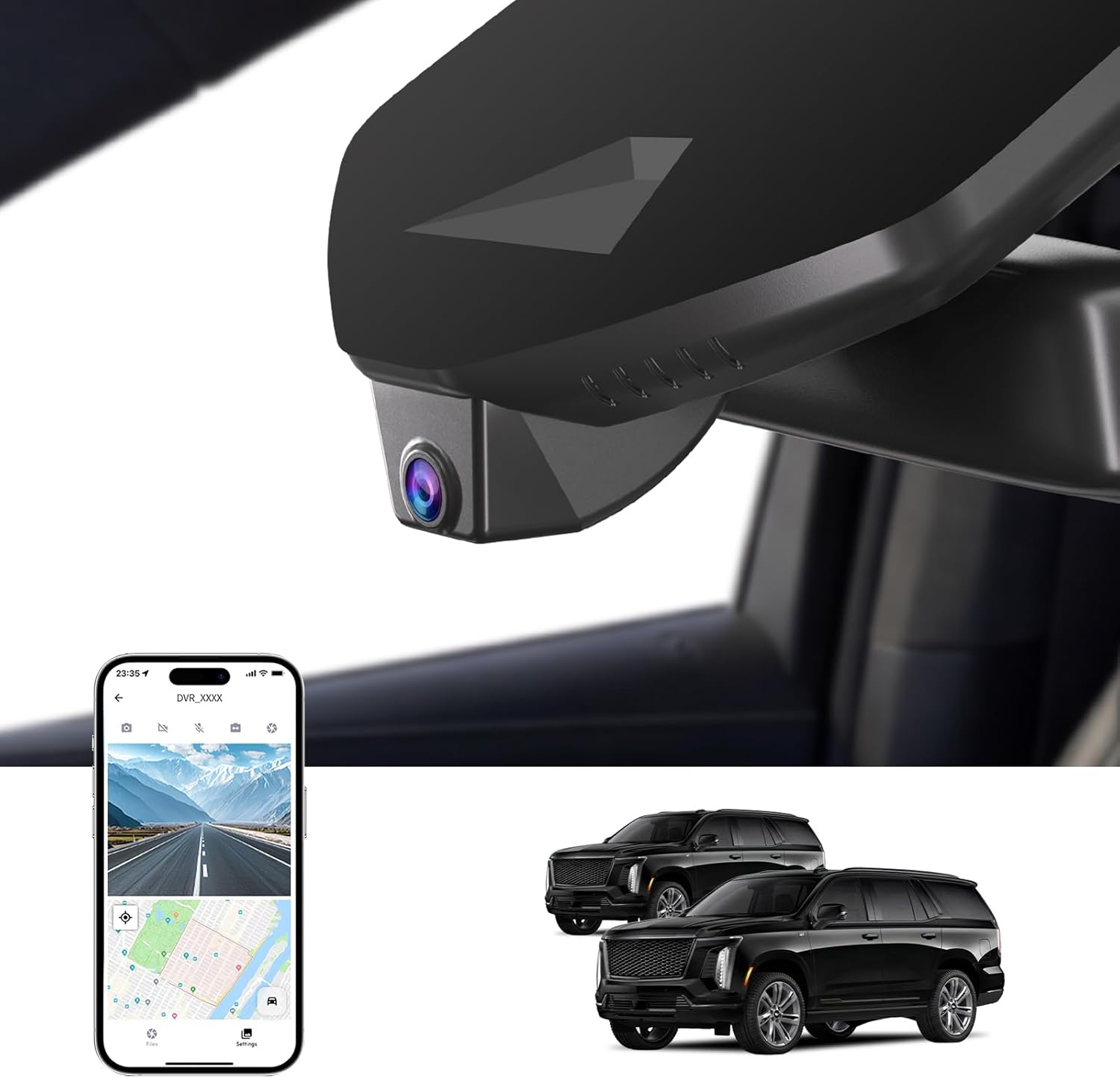 4K Dash Cam for Cadillac Escalade 2021-2026,Escalade ESV 2021-2026,Base Sport Premium LuxuryOEM-Look,2160P UHD Video,Built-in WiFi & APP,Loop Recording,G-Sensor,Plug & Play, 64GB Card
