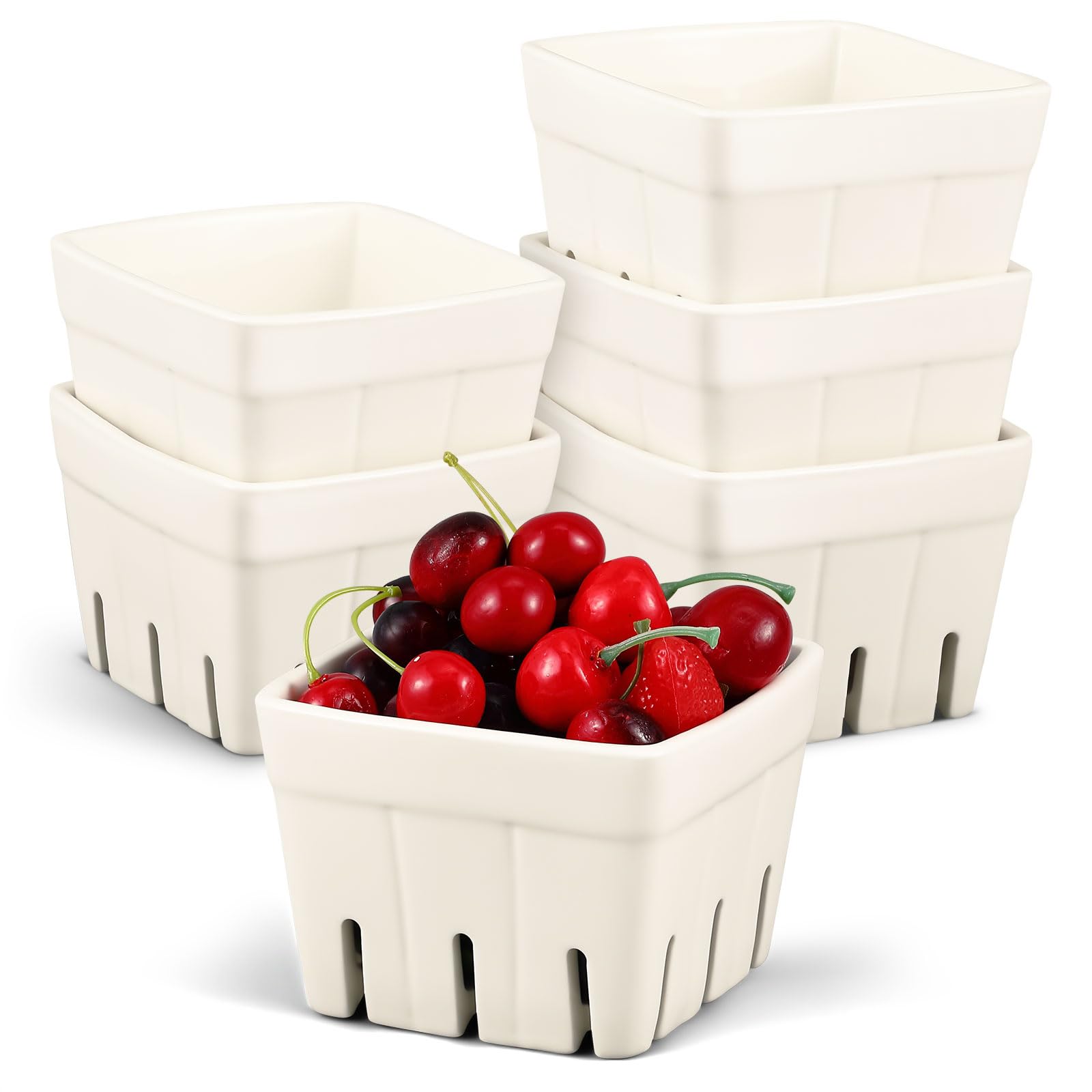 Produktbild von Kichvoe 3Pcs Beerenkorb Quadratisch Obstschale Beerenbehälter Erdbeerkorb Bauernhaus Beerenschale Mit Untersetzer Erdbeerdekoration-3. 9