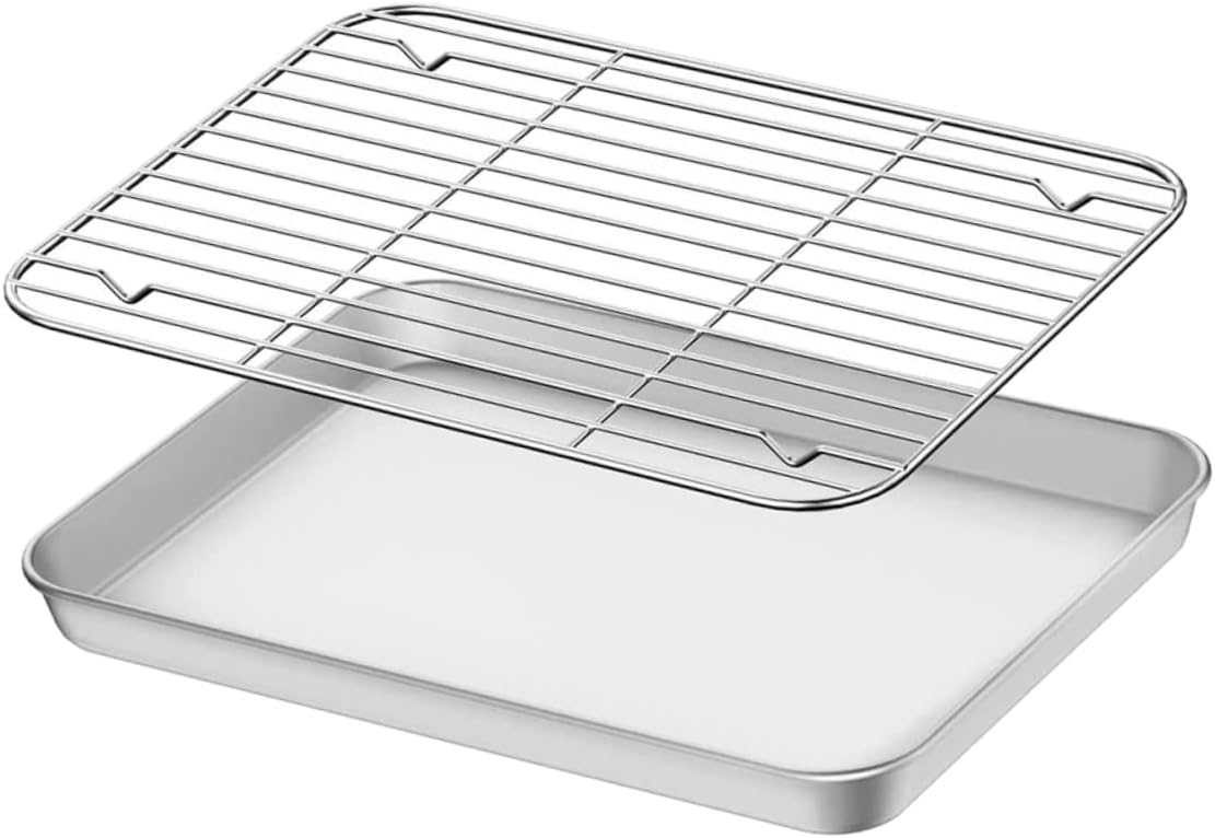 PRETYZOOM Camping Baking Pan Household Baking Rack Stainless Steel Multi-functional Dishwasher Safe