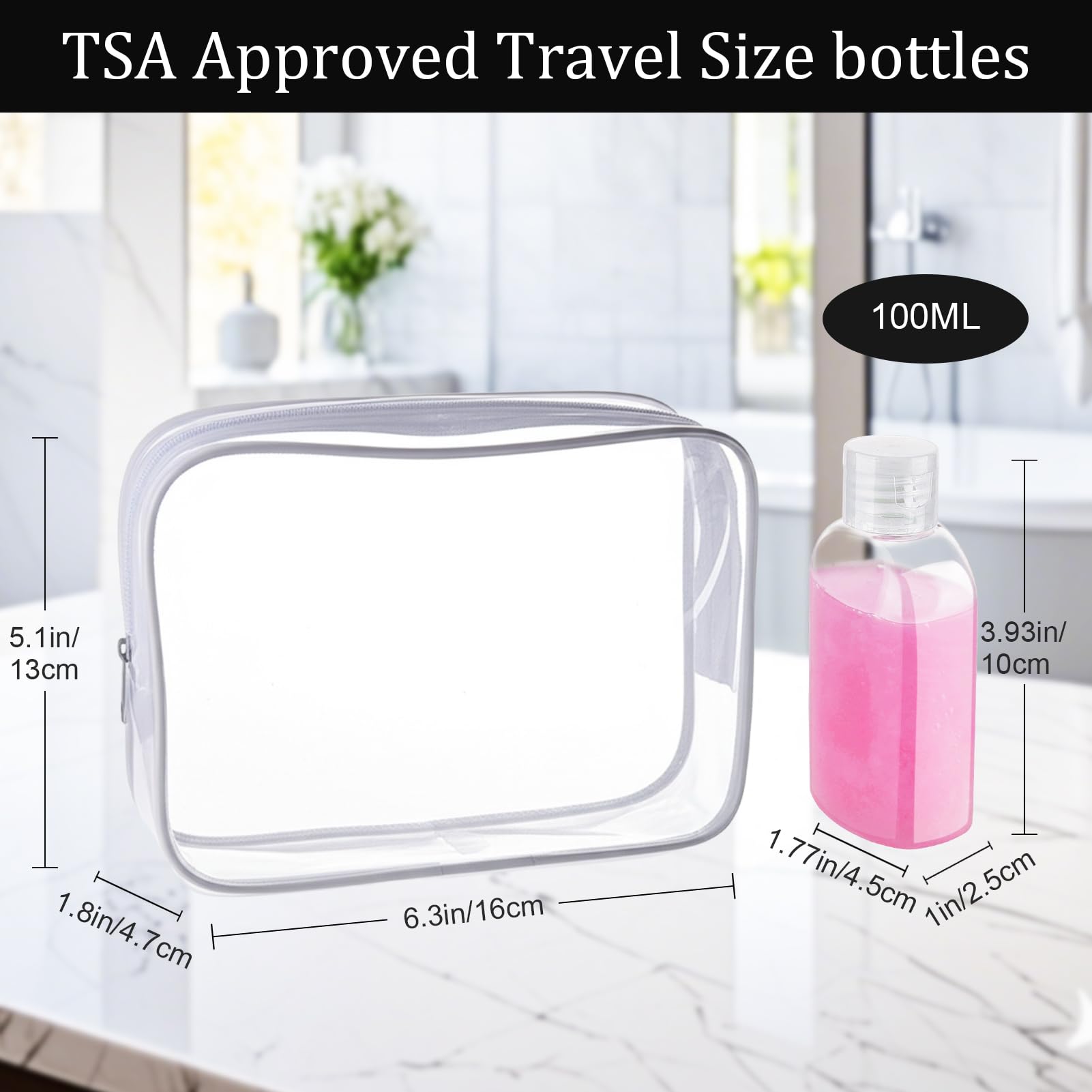 Decorniqu 4 Pack 100ml Travel Bottles for Toiletries TSA Approved Travel Size Containers Leakproof Shampoo and Conditioner Bottles Empty Plastic Squeeze Bottles with Flip Cap Travel Essentials - Image 2