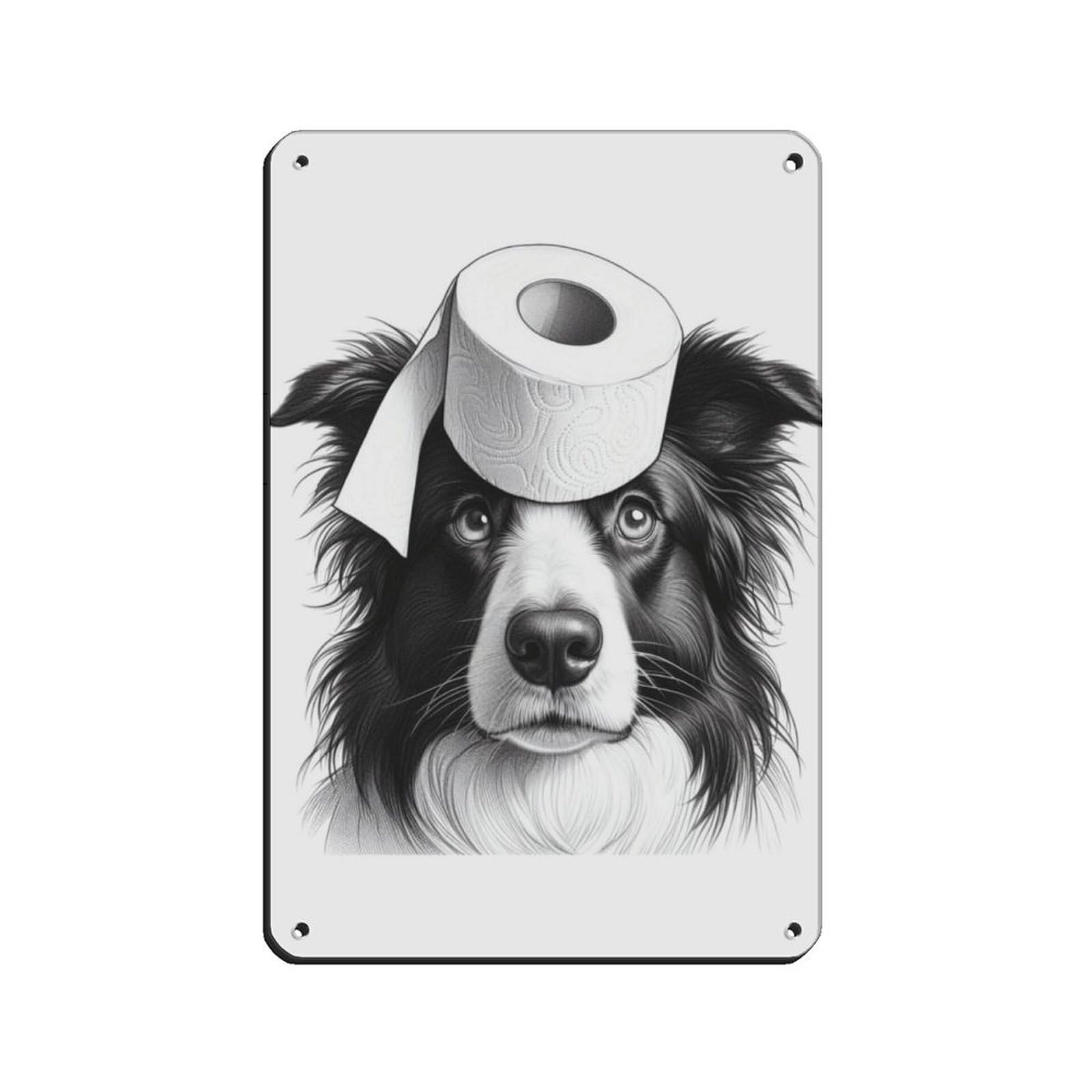 Border Collie Dog Bathroom Art (2) Retro Poster Metal Tin Sign Chic Art Retro Iron Painting Bar People Cave Cafe Family Garage Poster Wall Decoration 8x12inch(20x30cm)