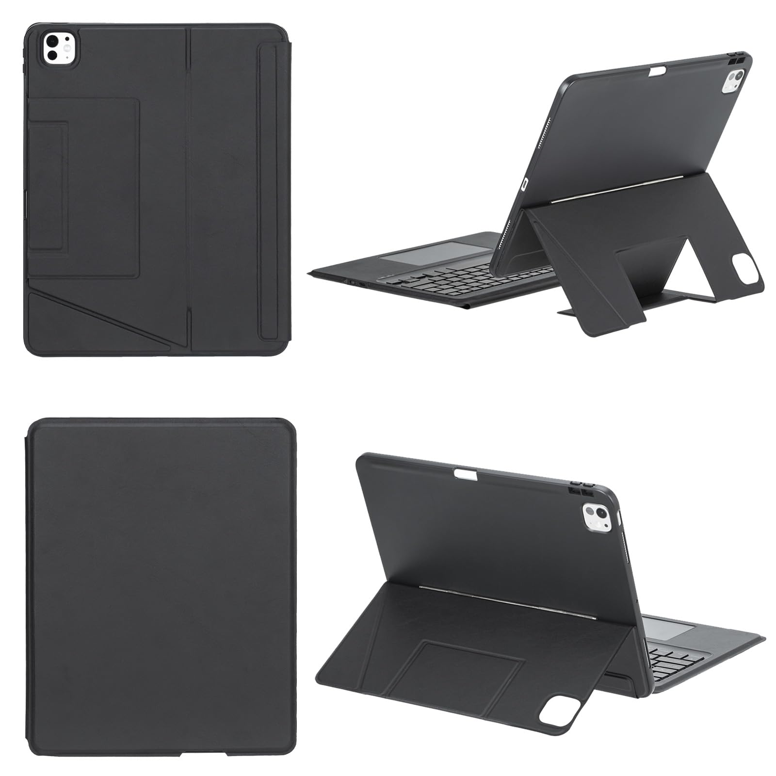 Funda Teclado para iPad Air 13 Pulgadas (M4 2026, M3 2025, M2 2024)/iPad Pro 12.9"(6.ª/5.ª/4.ª/3.ª Gen), Teclado Retroiluminado Bluetooth Desmontable con Trackpad y Soporte Ajustable Multiángulo-Negro