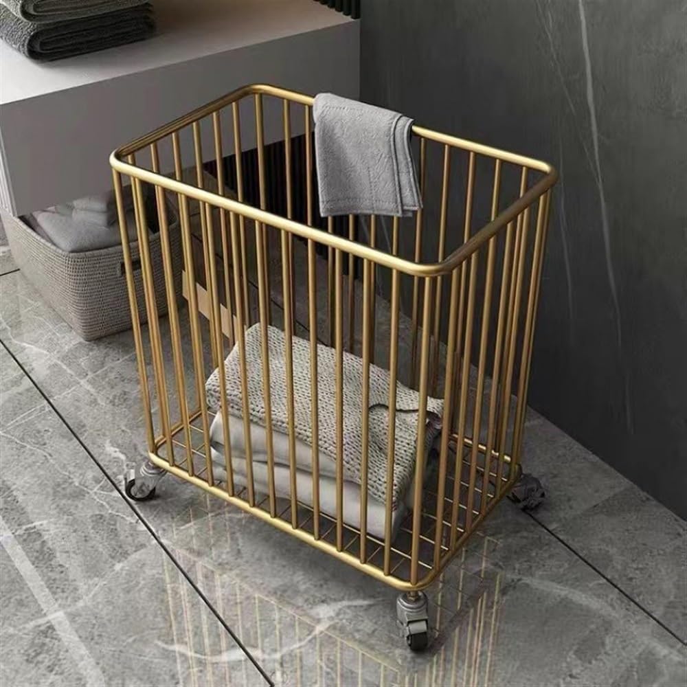 Panier à linge à roulettes en métal pour chambre et salle de bain
