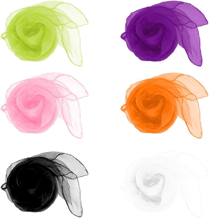 Doitsa Pack of 12 Multi-Coloured Solid Colour Small Square Hemmed Scarves - for Juggling, Dance, Etc - Great for Children - 60 x 60 cm