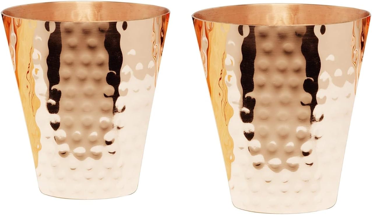 Handcrafted 100% Copper Bar Cocktail/Wine Glasses/Shot Glasses Capacity - 2 Ounce. (Hammered Shot Glasses, 10)