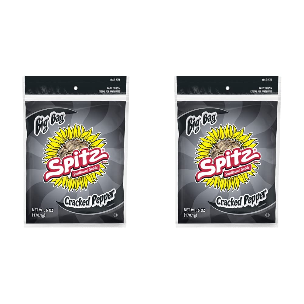 Spitz Sunflower Seeds, Cracked Pepper, 6oz Bag (Pack of 2
