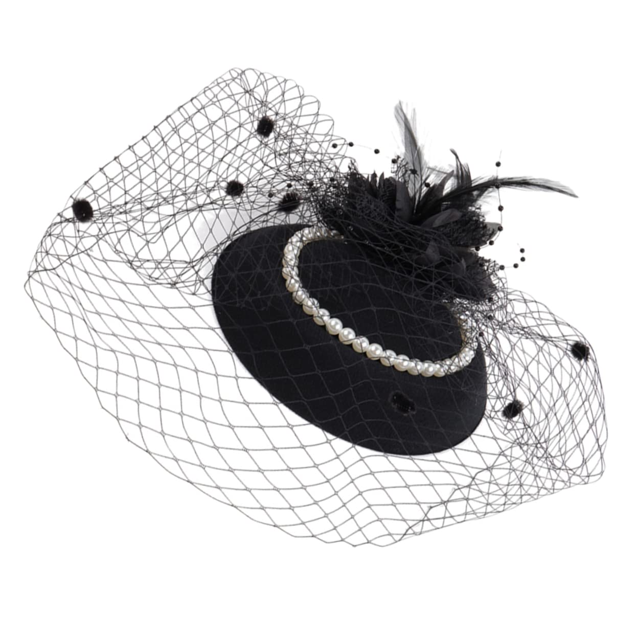 WOFASHPURET Elegant Bridal Headpiece Women's Wedding Fascinator Hat Lace Tea Party Headband Accessory for Banquet Black