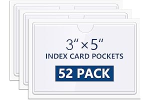 MaxGear 52 Pack Index Card Pockets with Sticker Pocket