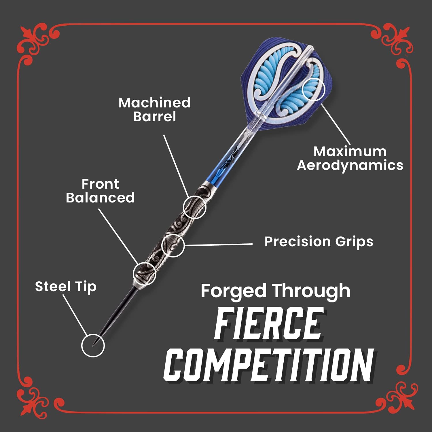 Shot Darts Steel Tip, Warrior Tipu (21g/23g/25g), 80% Tungsten, Front Weighted with Secure Grip for Maximum Aerodynamics, Professional Dart Set and Flights Made in New Zealand, Metal Tip Bar Darts