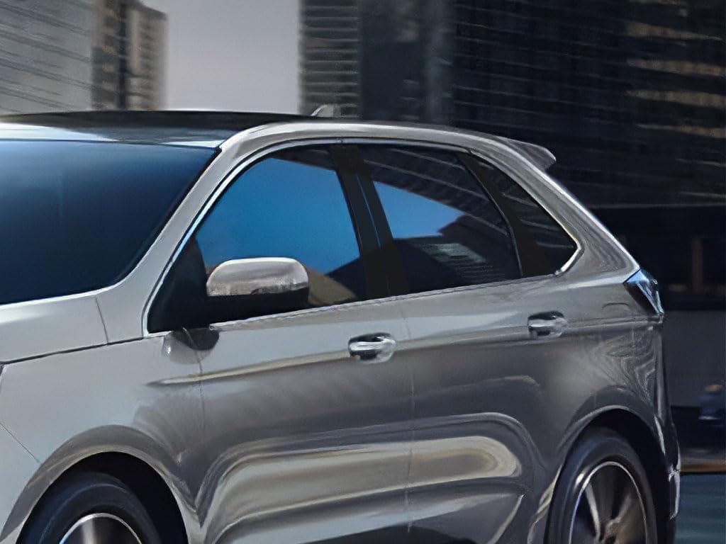 Rvinyl Pillar Post Pre Cut Window Trim Kits in Gloss Black Compatible with Ford Edge 2015-2024 - Adhesive Backs