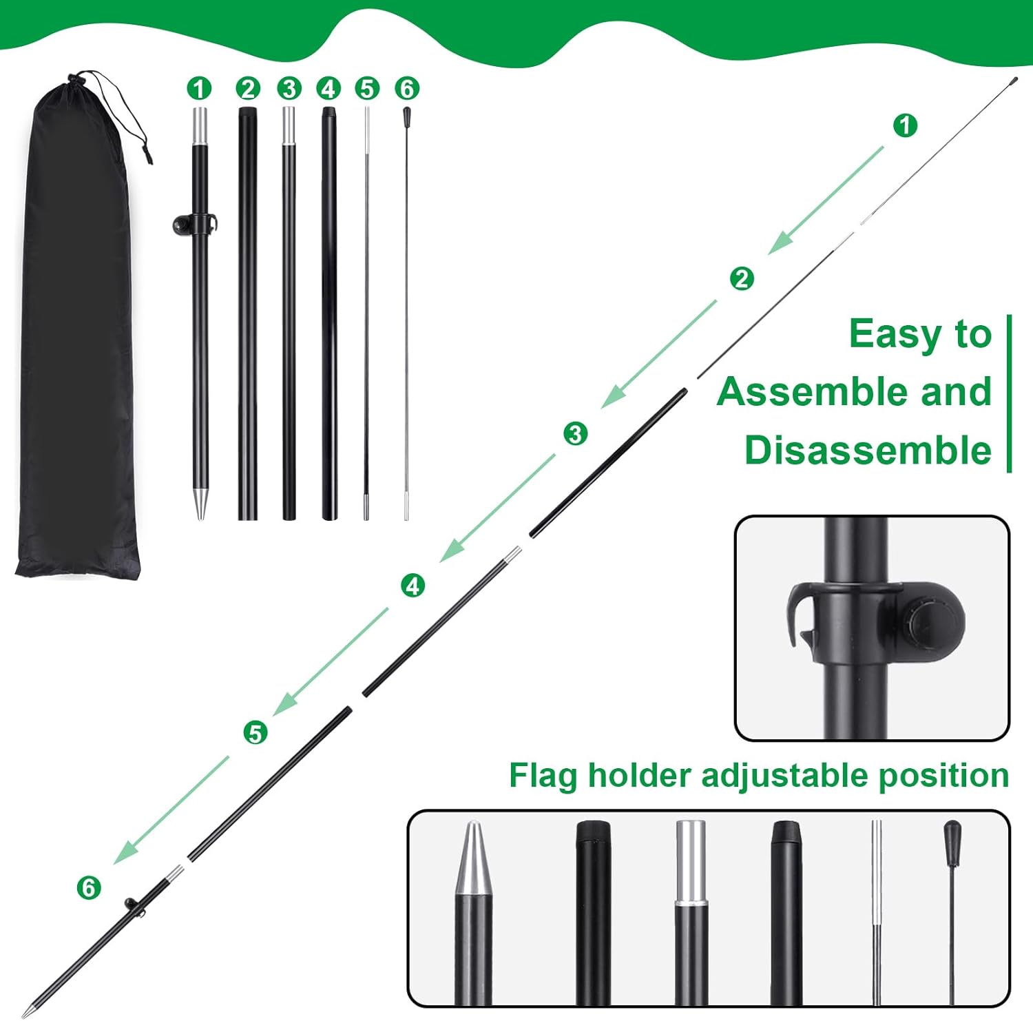 Parking Feather Flag Set 7 ft Tall Parking Advertising Banner Flag with Shop Feather Pole Kit and Ground Stake and Portable Bag for Business Promotion Outside Event (Green) - Image 4