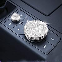 Vista 2 de Compatible con Cadillac CT4 CT5 XT4 CT6 XT5 XT6 Accesorios brillantes para mujer Control Volumen Cubierta Accesorio (Plata)