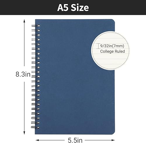 Miniatura 2 de EUSOAR - Cuaderno rayado A5 con espiral, tapa dura, para escritura, viajes, notas, diario, bocetos, para estudiantes, oficina, negocios, tapa roja,