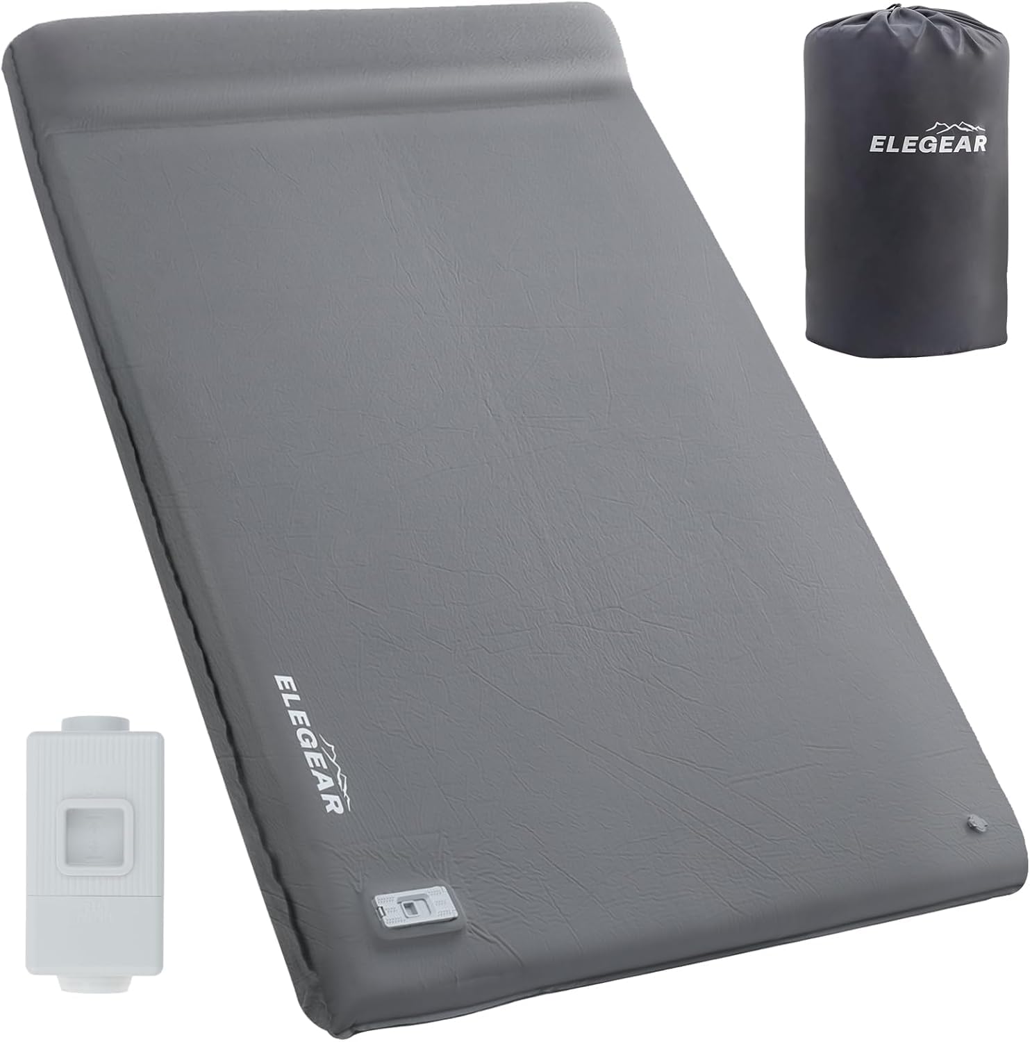 Elegear CumbreX™ Camping Mattress, Memory Foam Sleeping Pad Camping R-Value 9.5, Electric Pump Built in Pillow Folding Insulated Sleeping Mat Mattress for Travel, Car, Tent,Cot,Grey,78 x 51 x 3.1 in