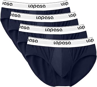 Amazon.com: Lapasa, calzoncillos slip para hombre. Calzoncillos de algodón  sin etiqueta no se doblan en la entrepierna, M04 (paquete x 4 unidades).,  Suave, XXL, Azul marino : Ropa, Zapatos y Joyería