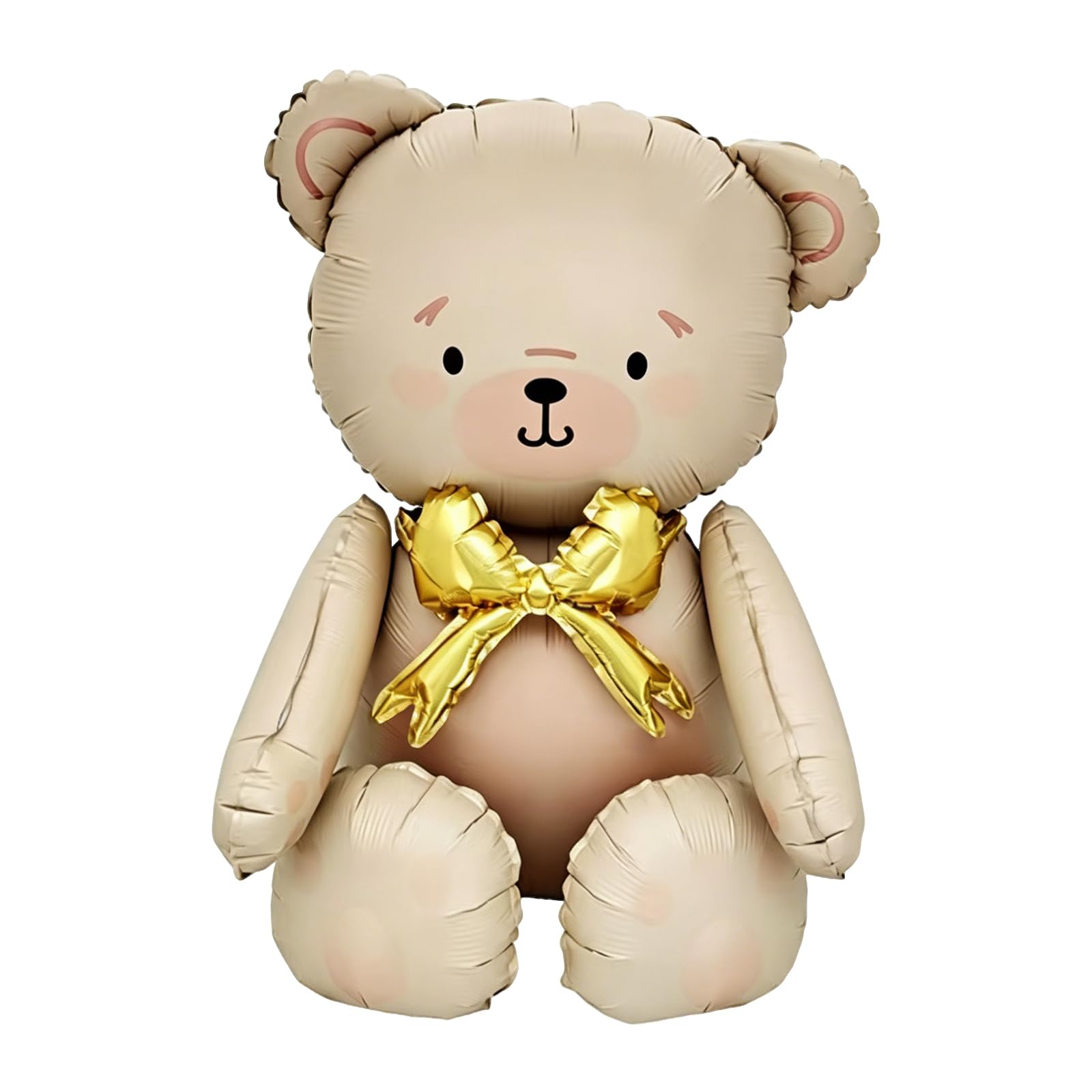 Giant Teddy Bear Foil Balloon, Cute Bear Aluminum Film Balloon, Cream with Gold Bow, Inflatable Decorative Balloons, For Birthday Celebrations, aldult (Multicolor F)