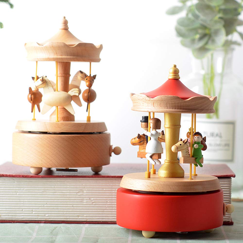 Amazon.com: LILYXIN Carousel Music Box, Handmade Wooden Merry-Go
