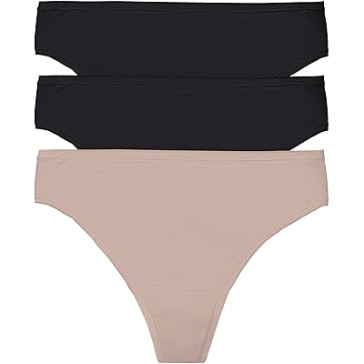 Natori Bliss Bare Cotton Thong 3-Pack black/black/cafe