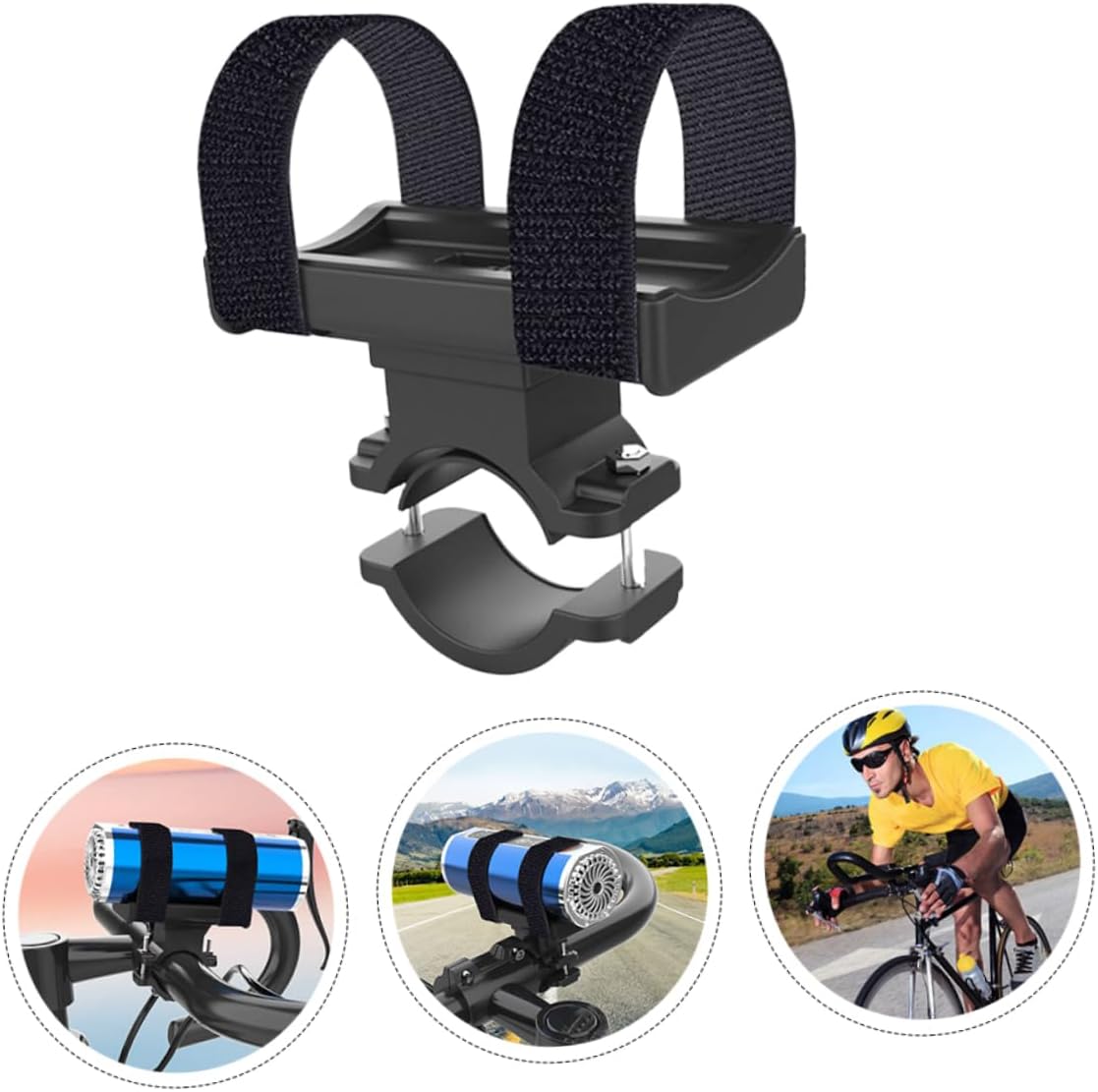 GANAZONO 3pcs Bike Handlebar Flashlight Bracket Mountain Bike Accessory for Headlight Stopwatch and Camera Stable Skid-resistant Design