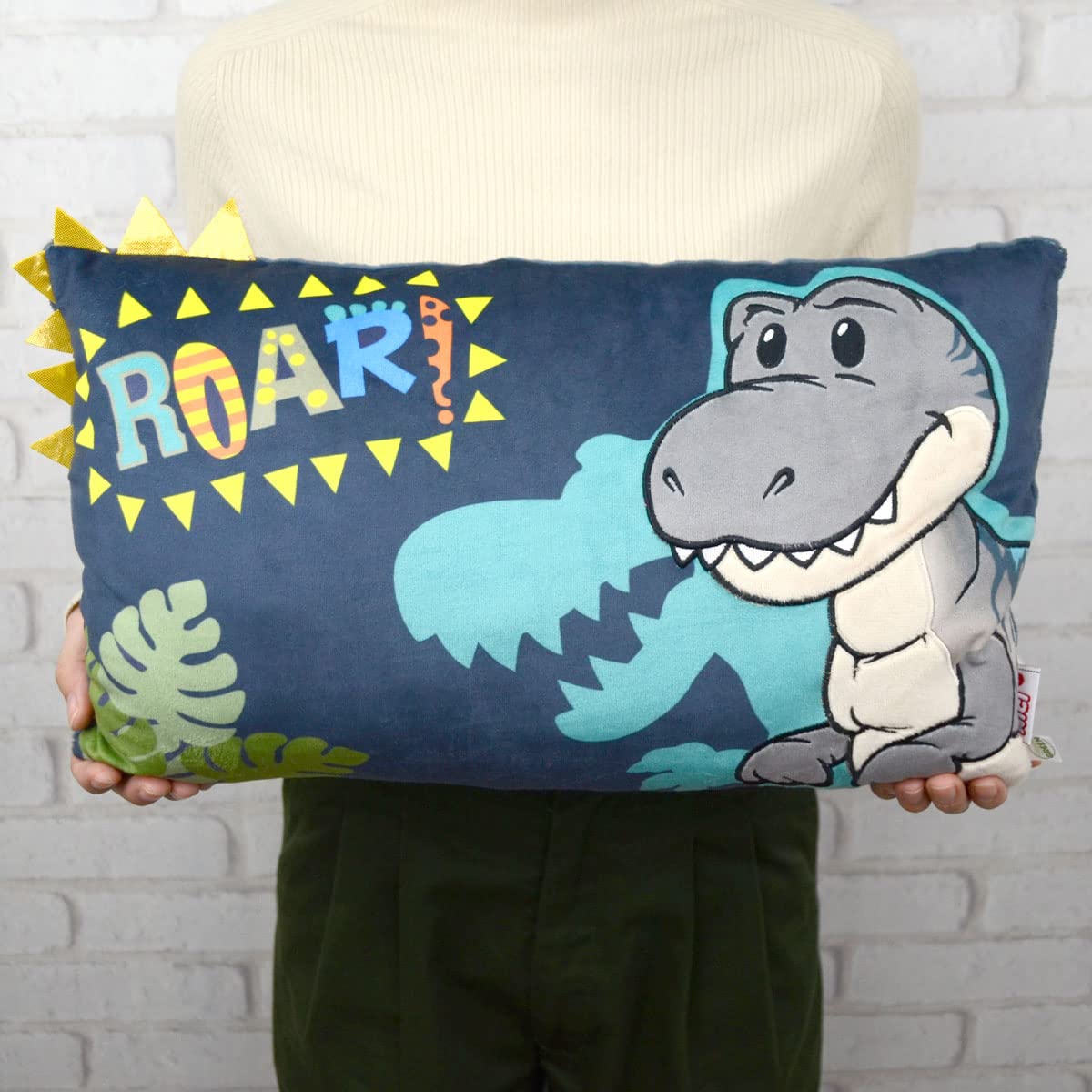 NICI Poduszka dinozaur Tony-Rex 43×25 cm niebieska – prostokątna miękka poduszka z motywem dinozaura, idealny prezent | 48819