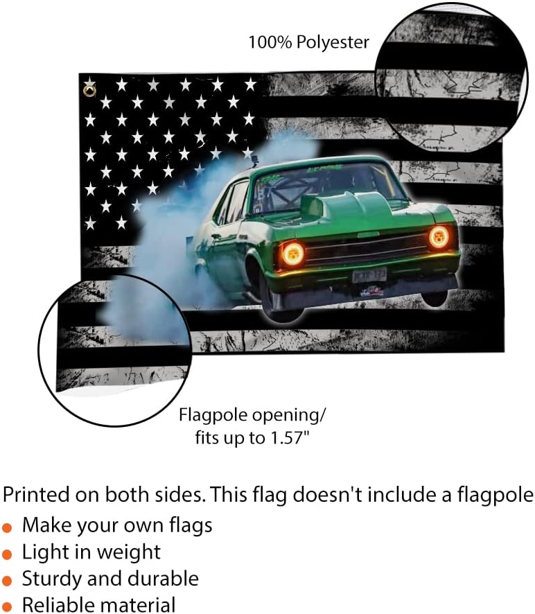 Personalized Custom photo checkered Dirt Track Racing flag; funny home decor xmas gift for dirt racing fan! (Black American Flag Black and White)