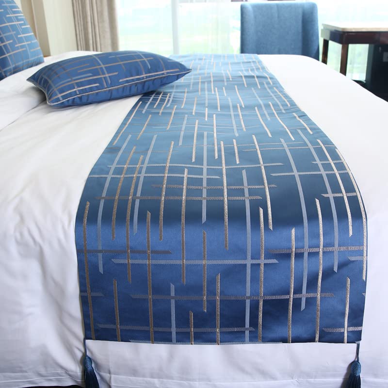 Nordic Blue Jacquard Bettläufer 45x240cm Home Decor Home Hotel Bettläufer